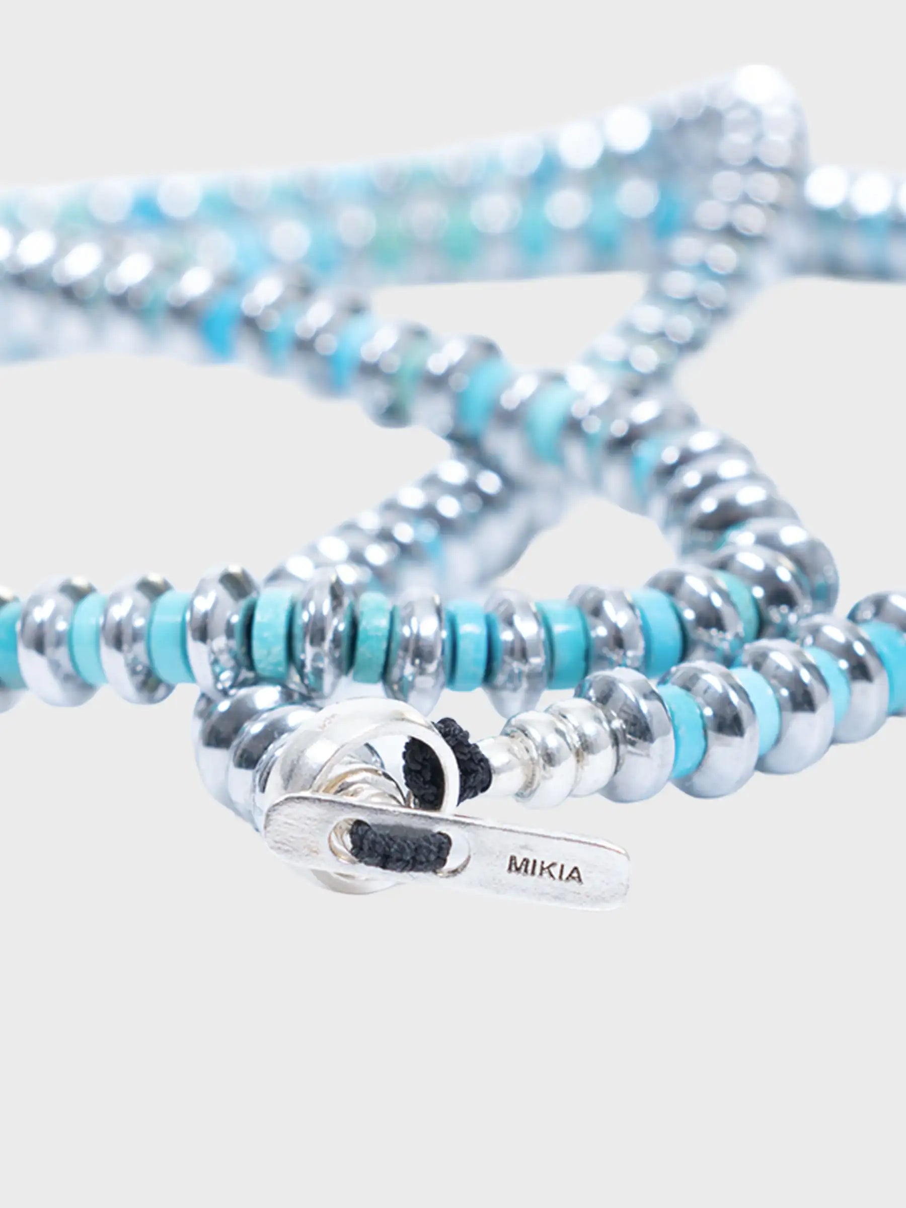 Hematite Roundel Beads Necklace Turquoise