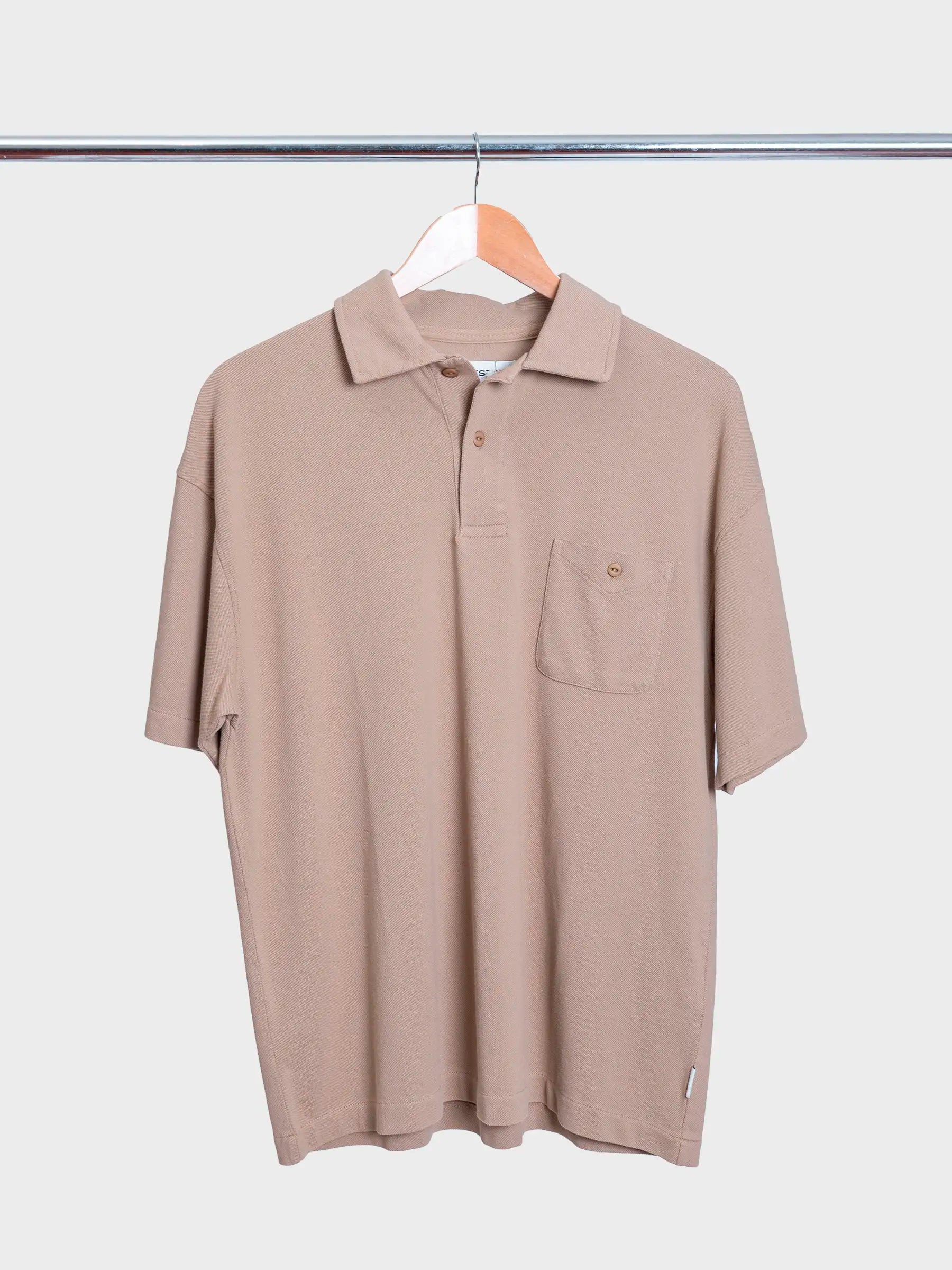 Dunn Polo in Tan Cotton Pique