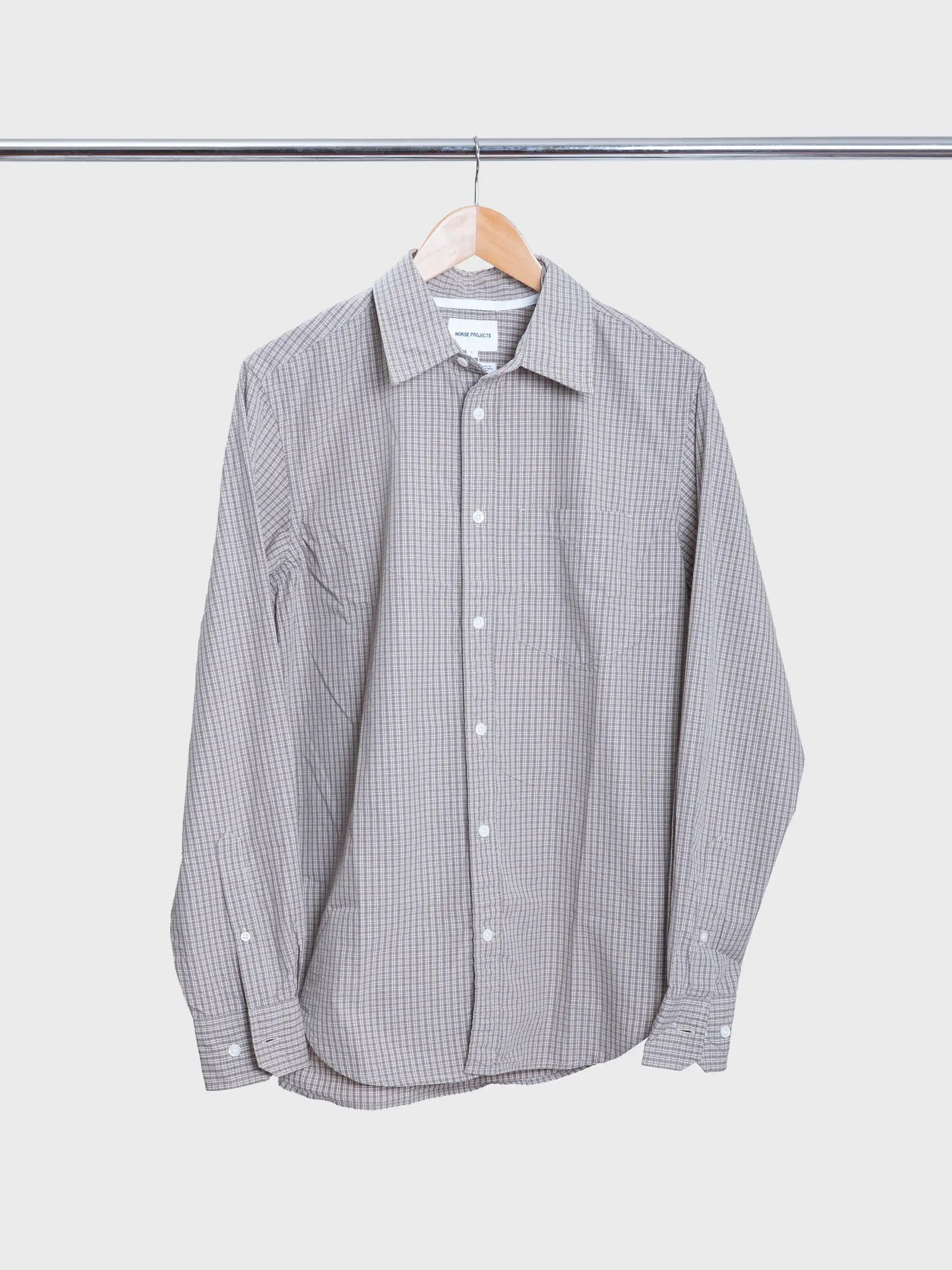 Algot Poplin Check Shirt Walnut