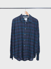 Algot Relaxed Textured Check Shirt Dark Navy
