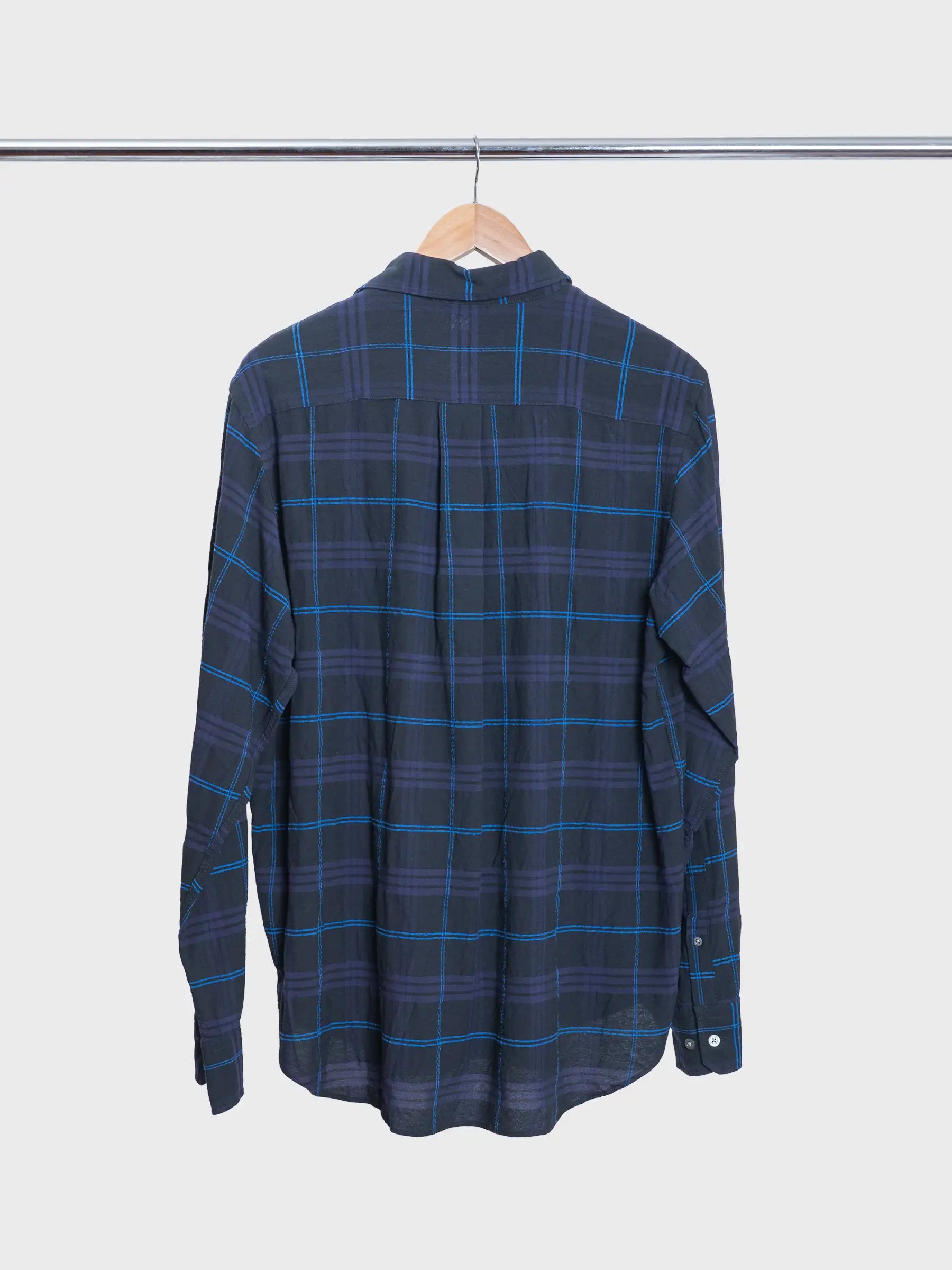 Algot Relaxed Textured Check Shirt Dark Navy