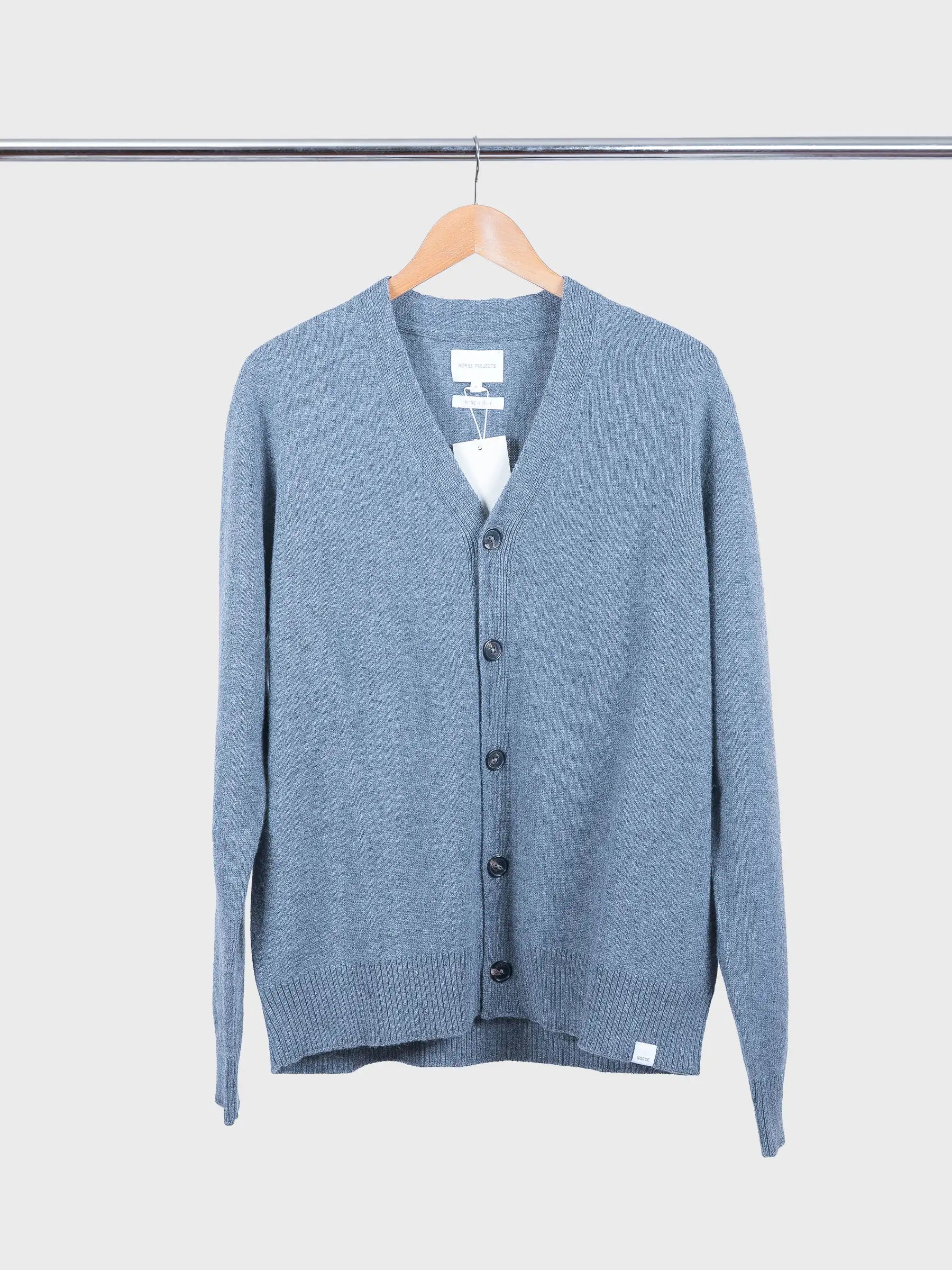 Norse Standard Merino Lambswool Cardigan Grey Melange