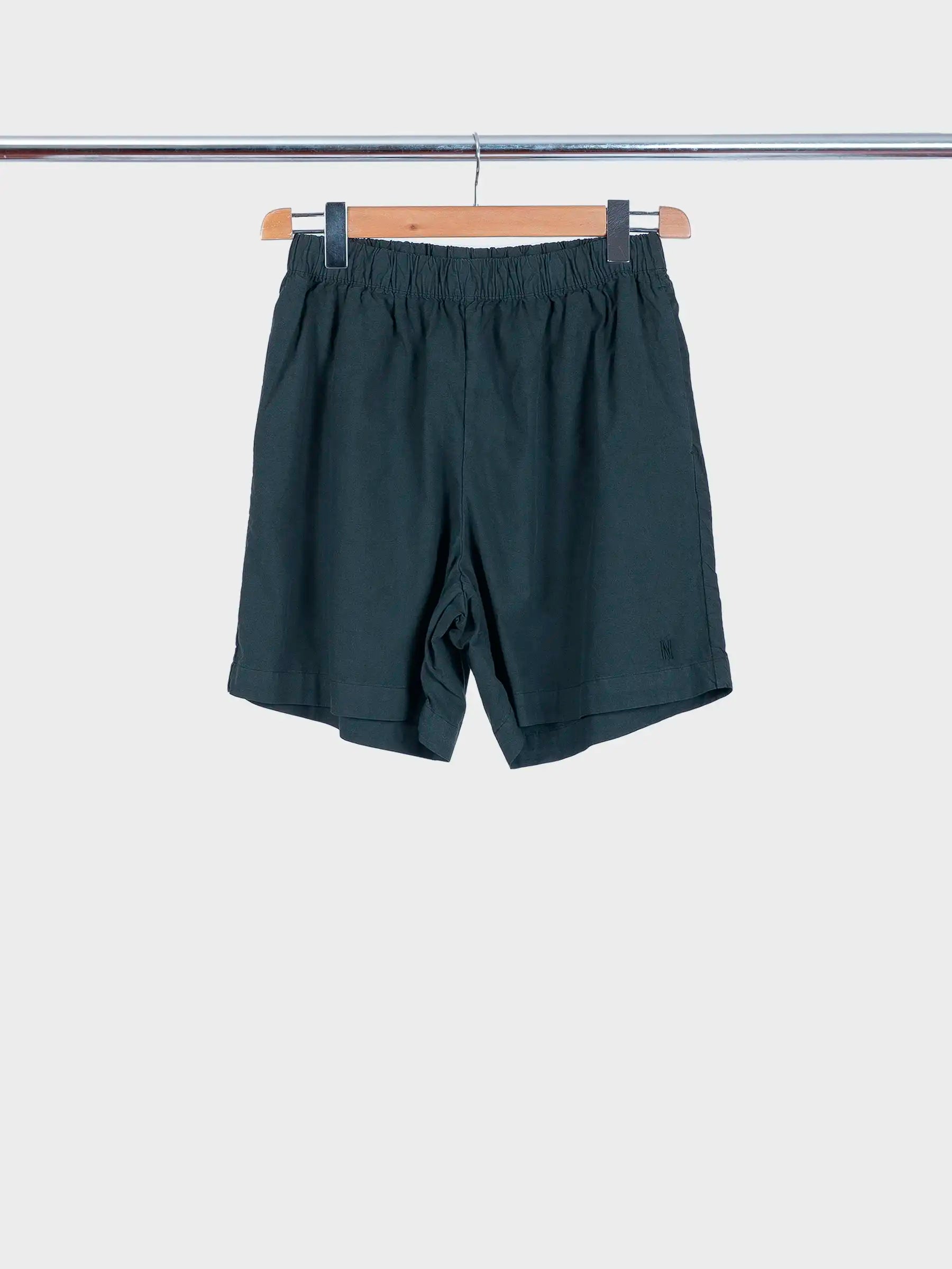 Per Cotton Tencel Shorts Black Olive