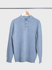 Knit Polo 9G Nep Ice Blue