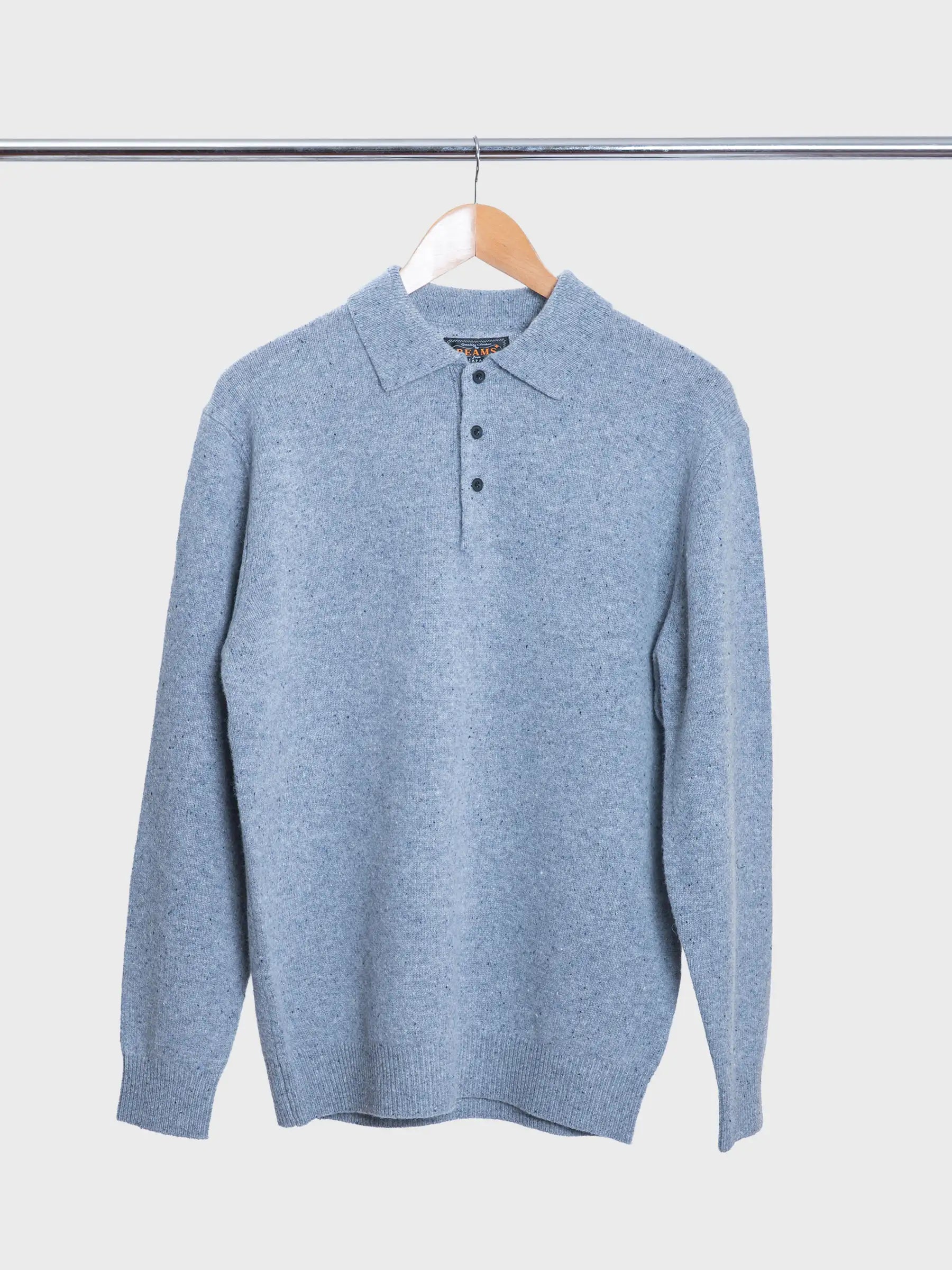 Knit Polo 9G Nep Ice Blue