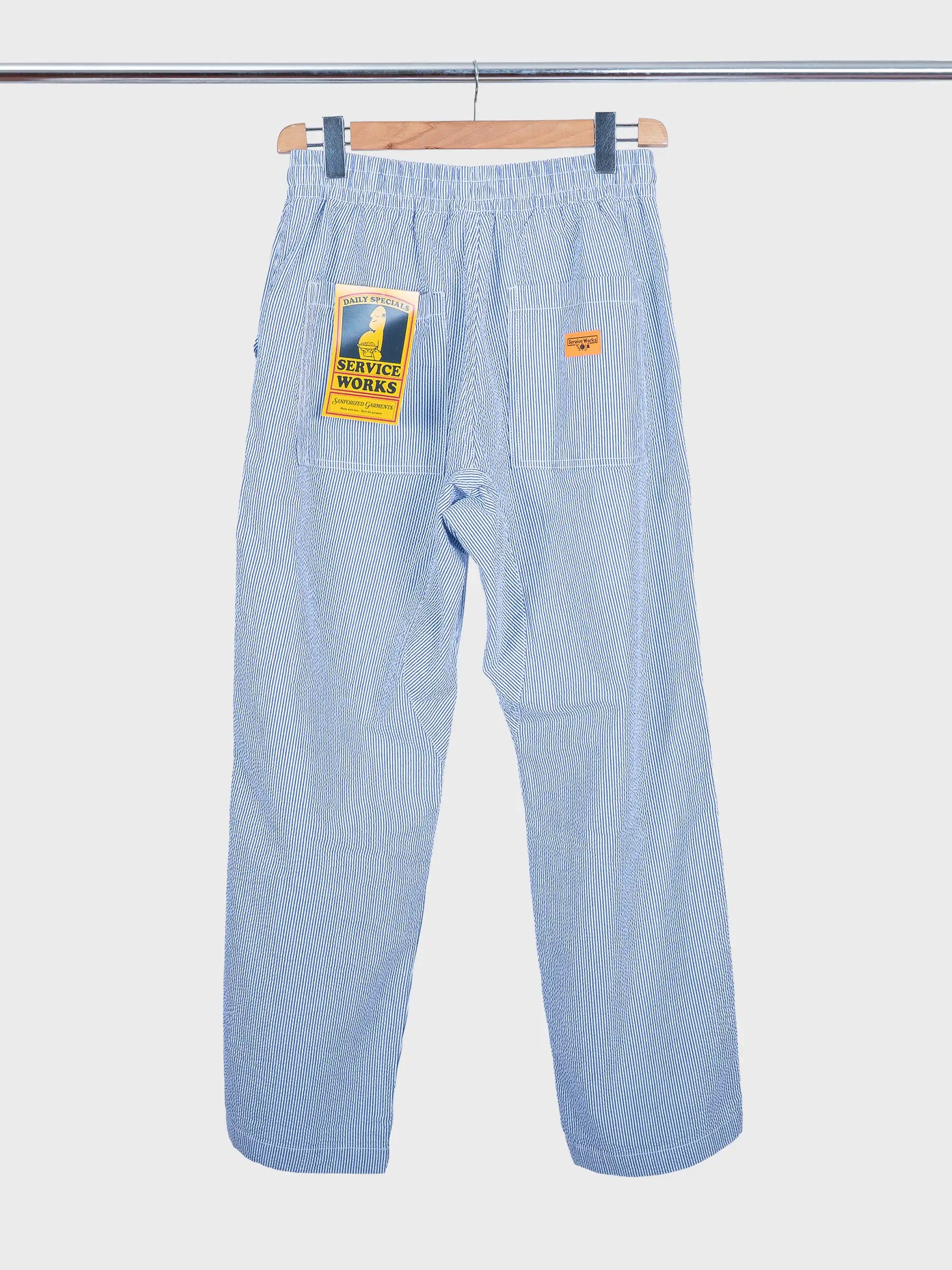 Seersucker Chef Pants Navy Stripes