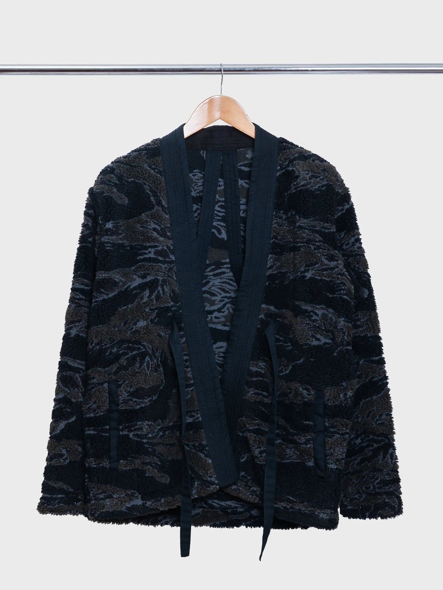 Bonsai Tigerstripe Fleece Kimono Subdued Night