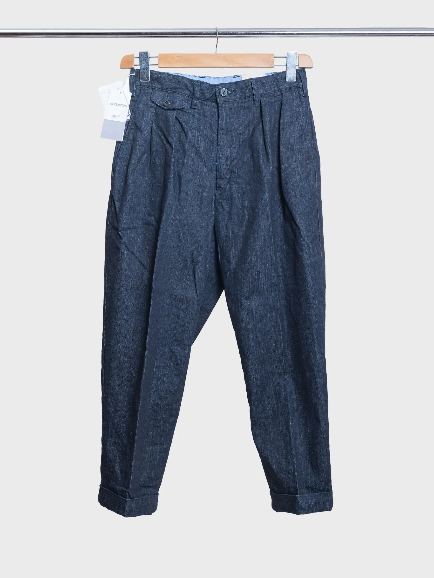 2 Pleats Tapered Denim Indigo