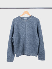 Wool link Zip Cardigan Black Twist