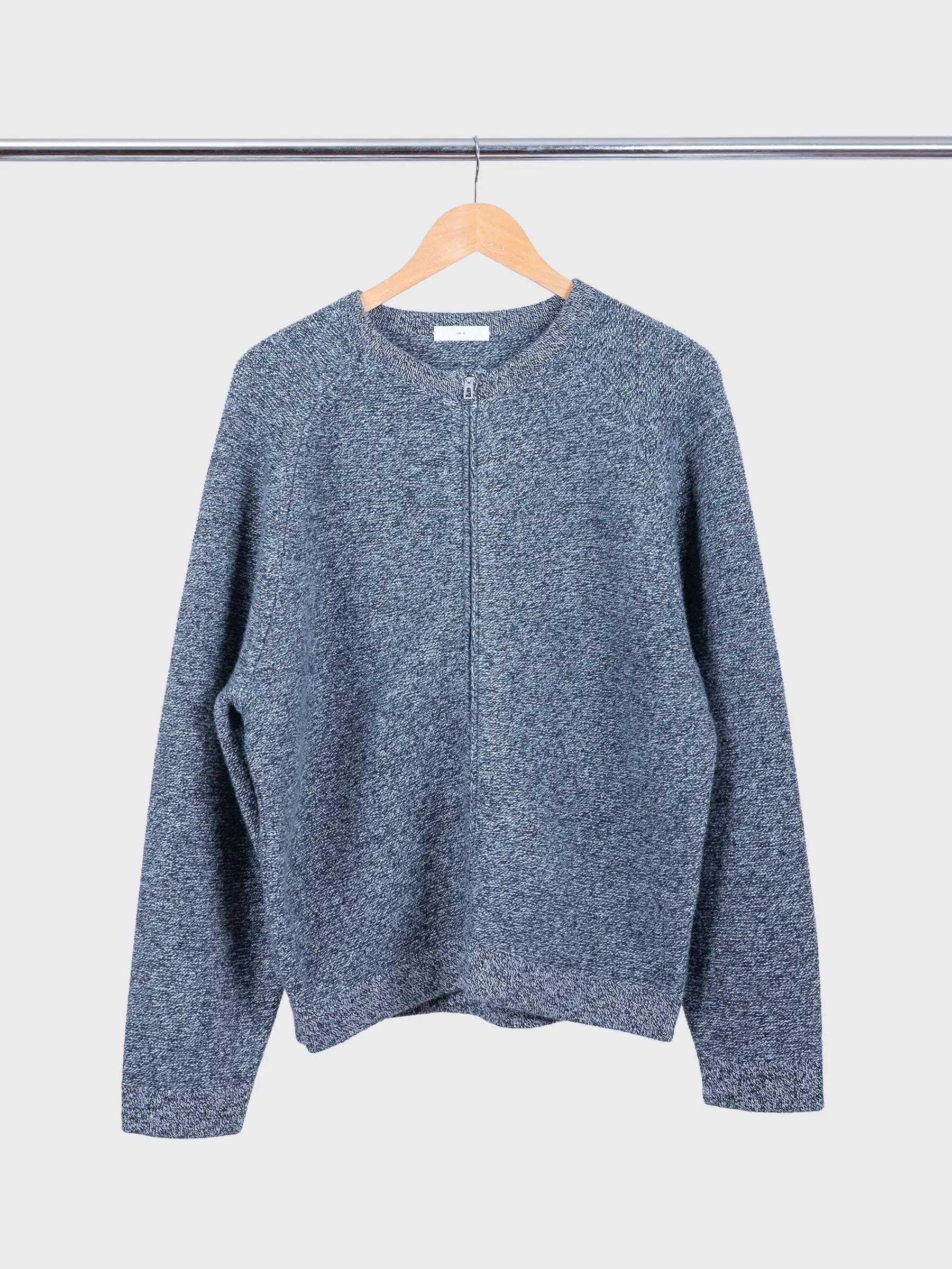 Wool link Zip Cardigan Black Twist