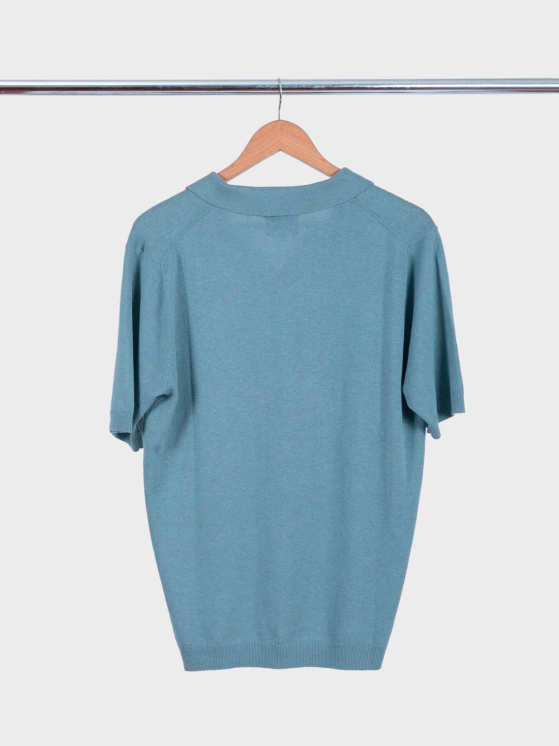 Leif Cotton Linen Polo Greyish Blue
