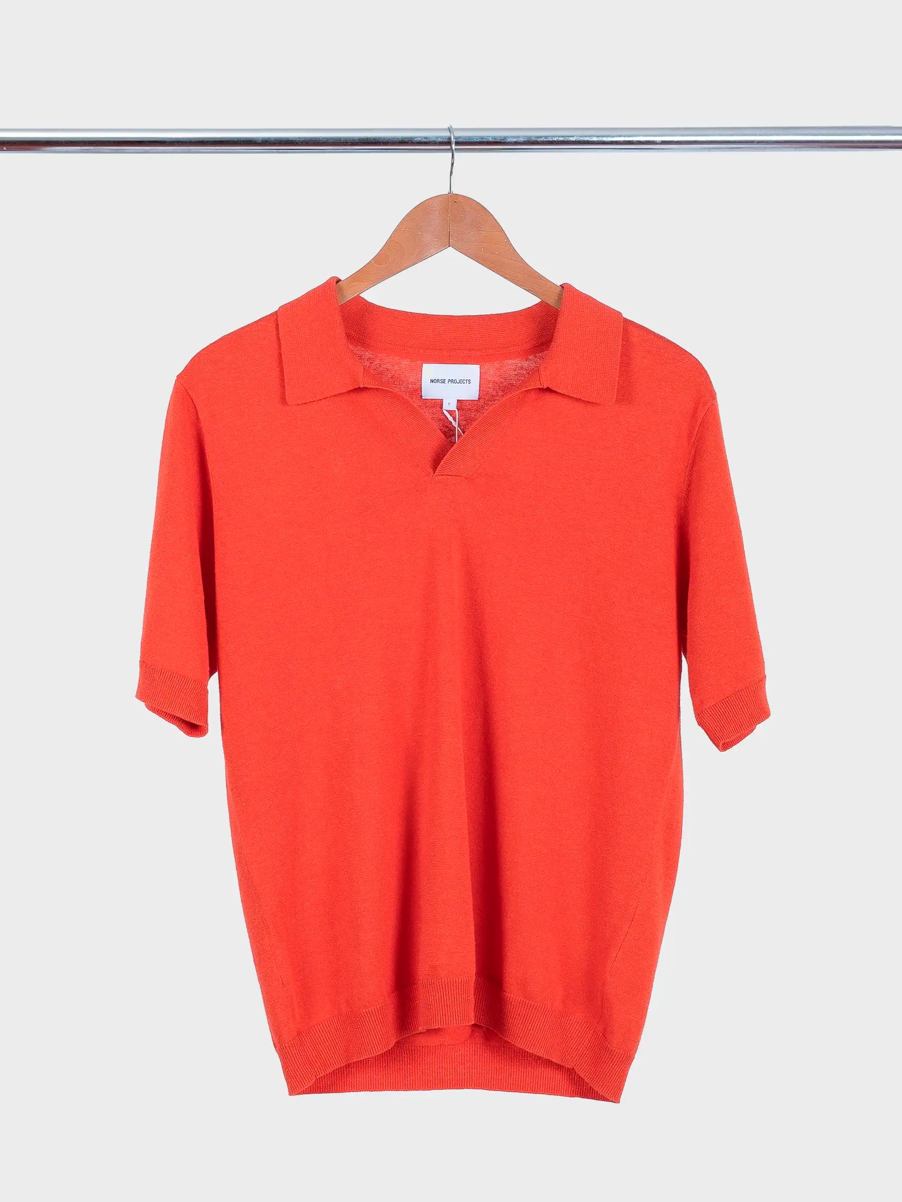 Leif Cotton Linen Polo Blood Orange