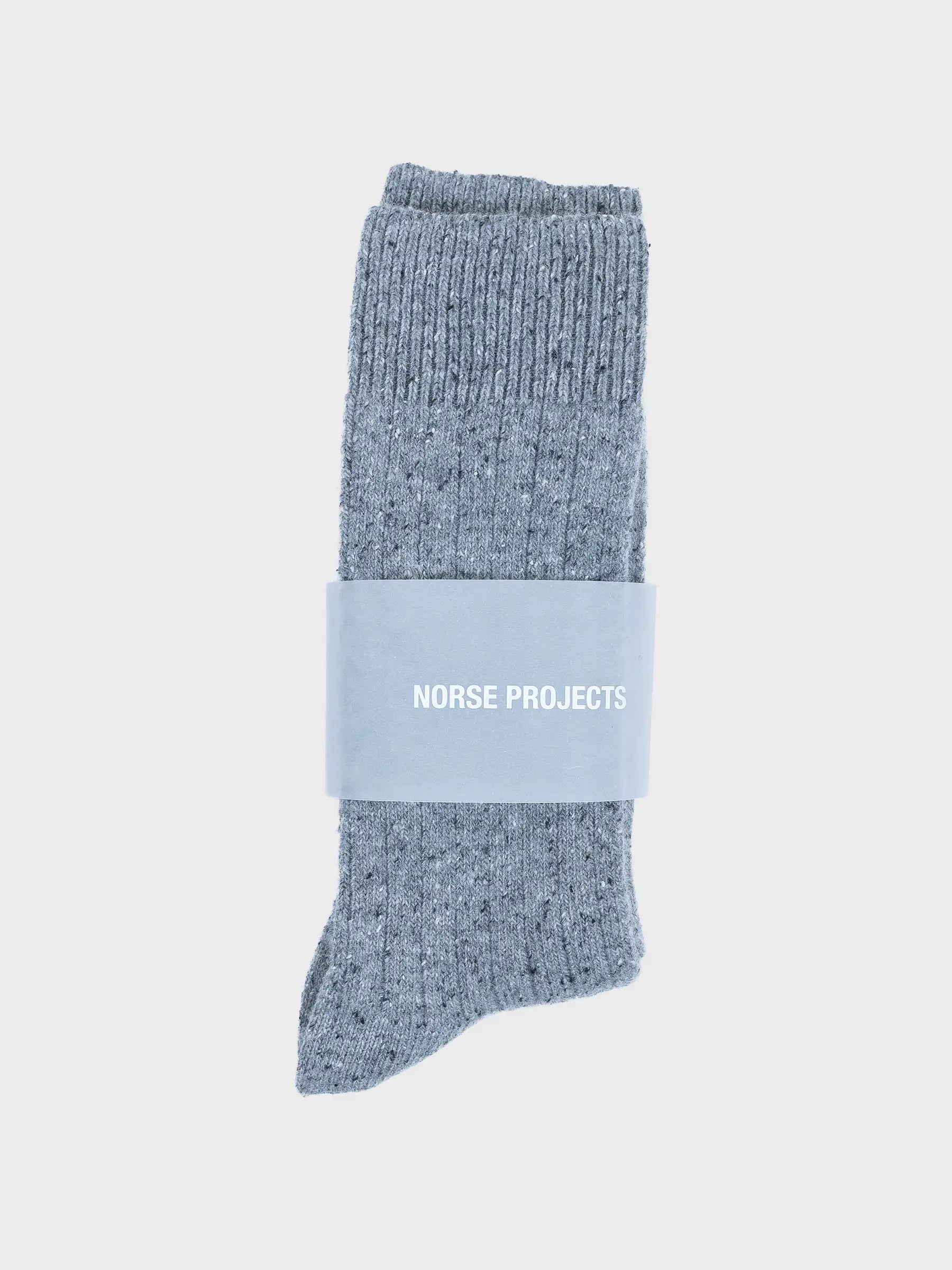 Bjarki Neps Wool Rib Sock Grey Melange