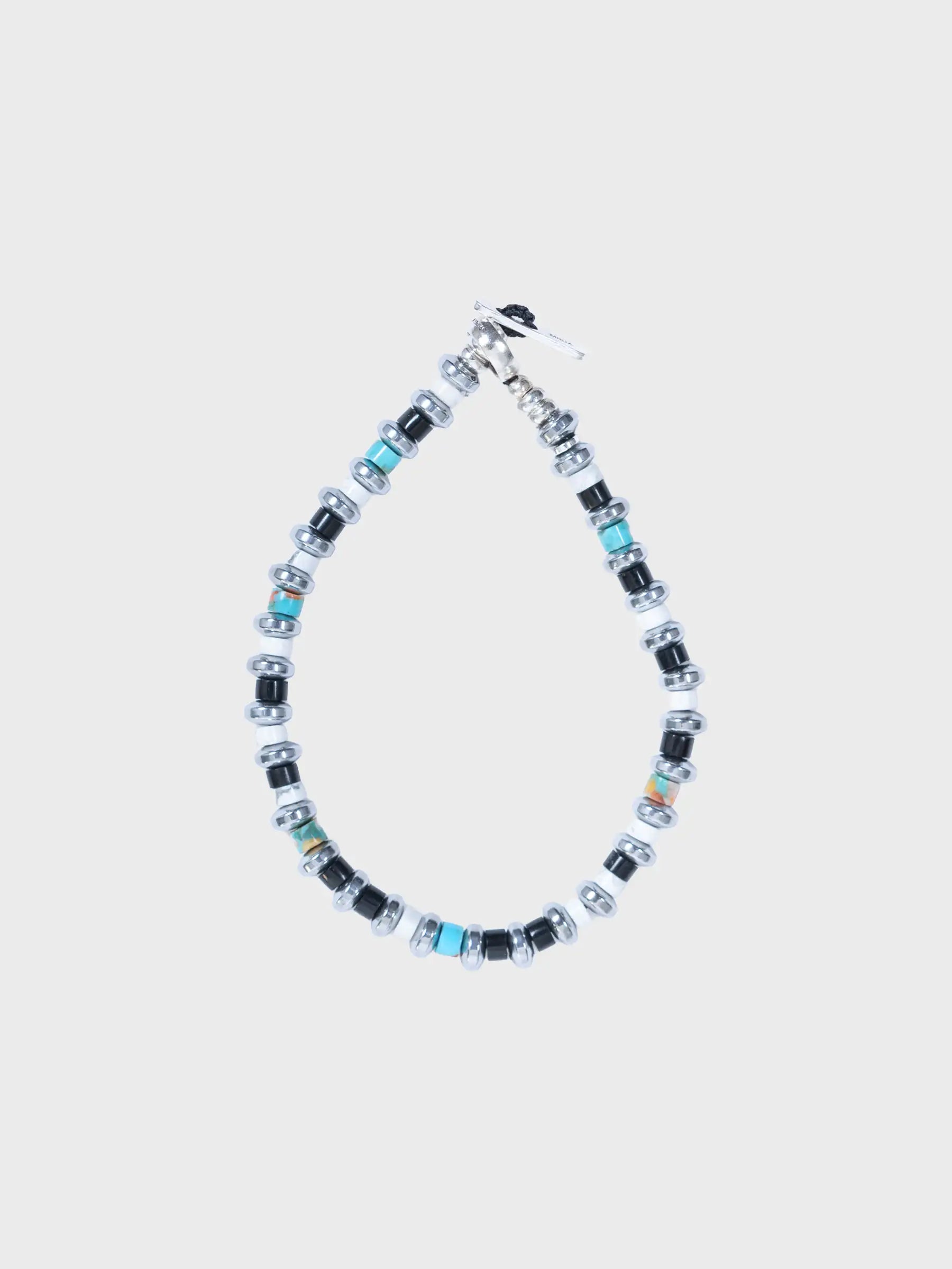 Hematite Roundel Beads Bracelet Jet /Turquoise