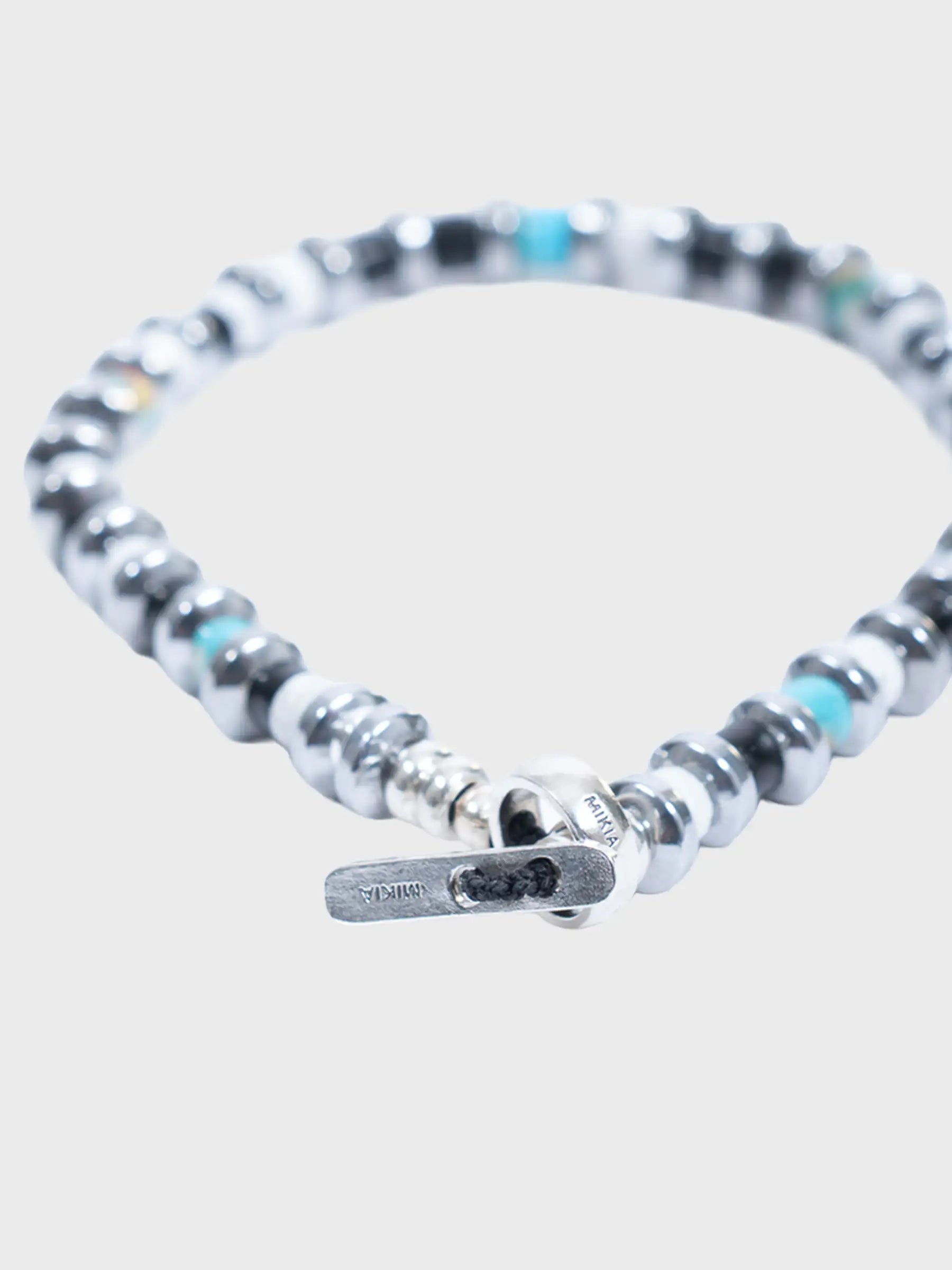 Hematite Roundel Beads Bracelet Jet /Turquoise