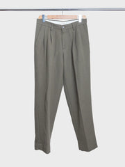 Benn Relaxed Cavarly Cotton Wool Pleated Trouser Olive Night